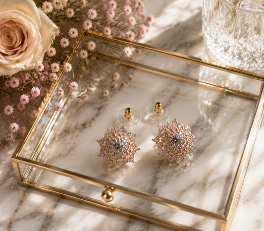 Crystal Starburst Studs | 22K Gold Plated Bridal & Party Jewelry