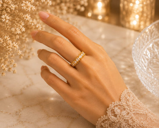 Premium Golden Crystal Adjustable Statement Ring