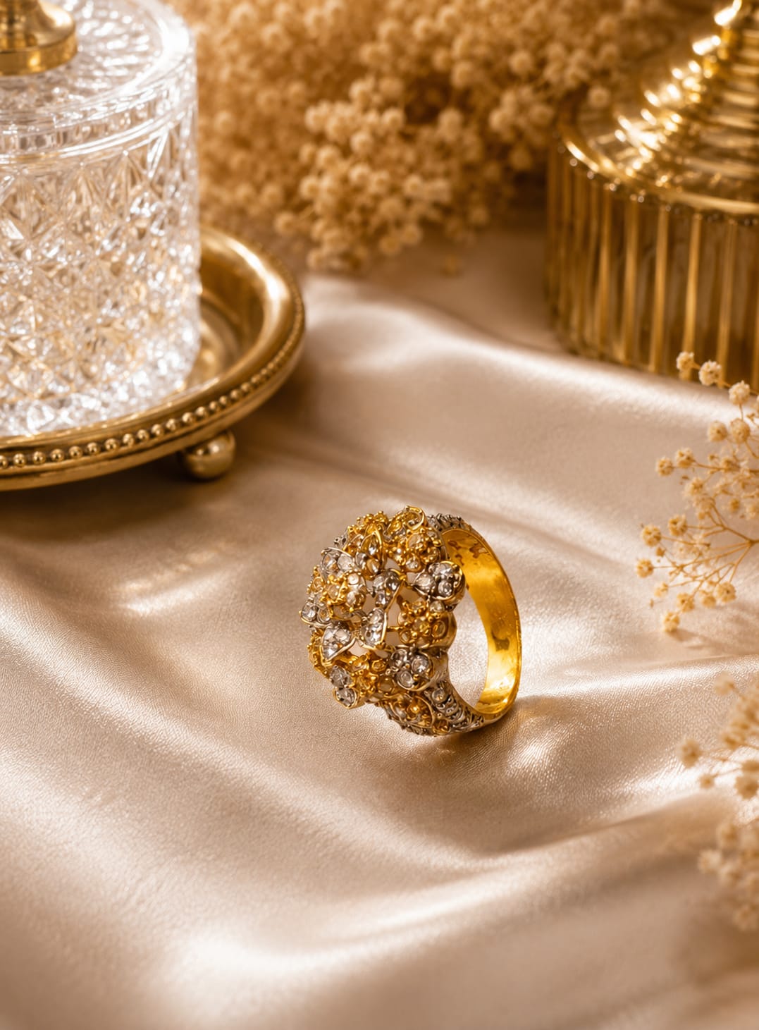 Royal Bloom Crystal Statement Ring