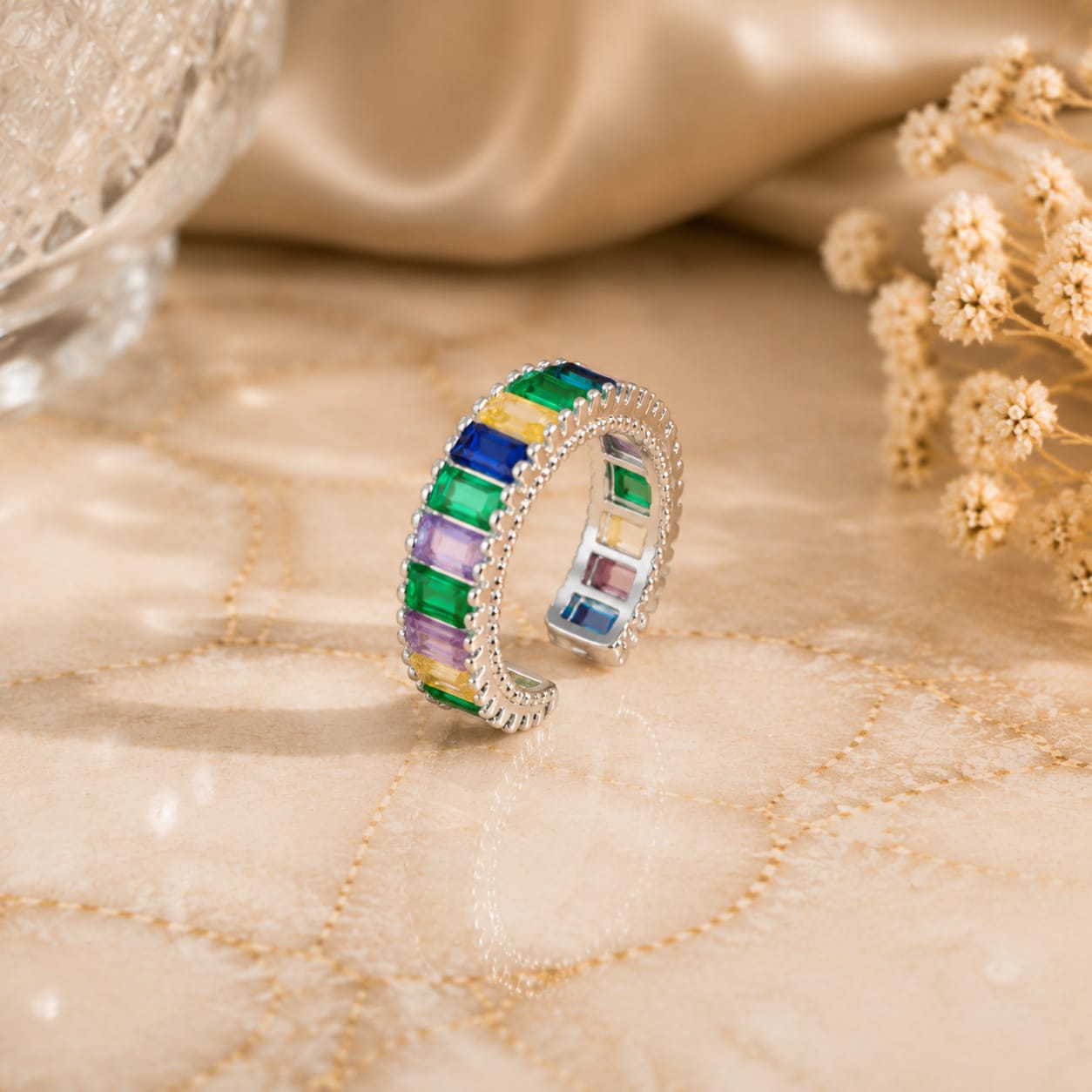 Rainbow Eternity Ring | 22K Gold