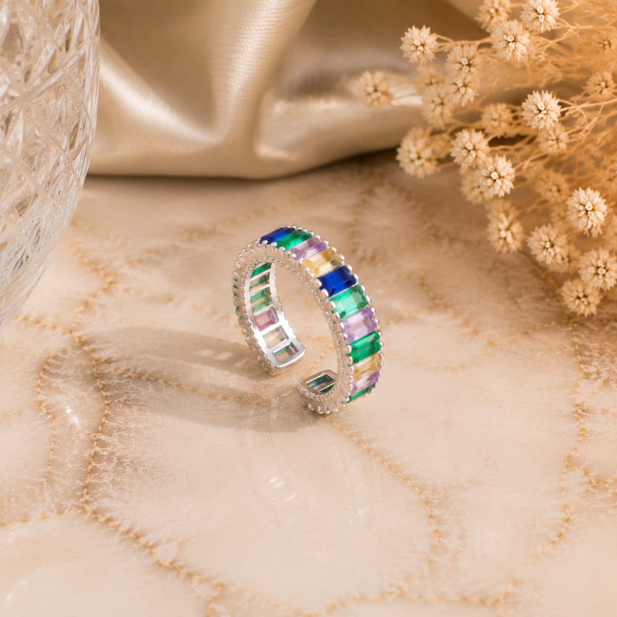 Rainbow Eternity Ring | 22K Gold