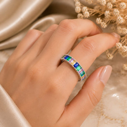 Rainbow Eternity Ring | 22K Gold
