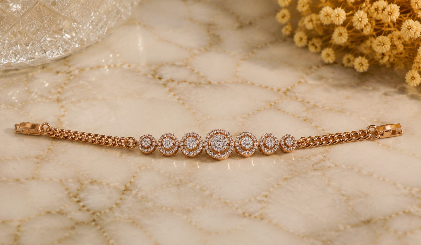 Rose Gold Halo Bracelet | 22K Gold Plated | Gift For Her