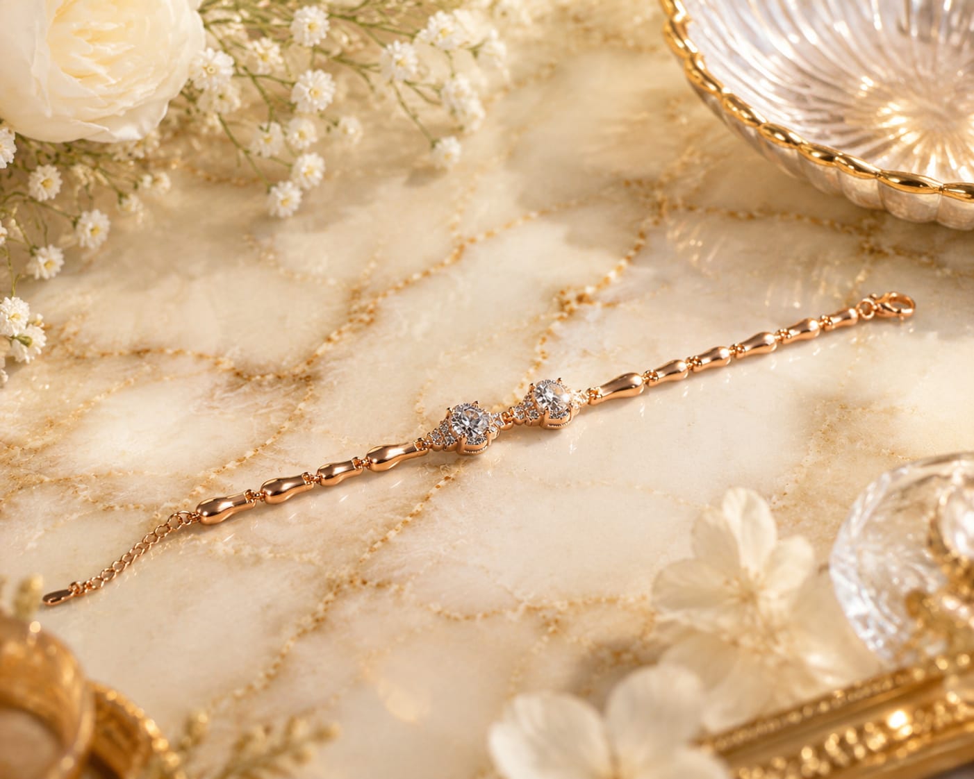 Luxury Diamond Accent Gold Bracelet | Elegant Jewelry for Women