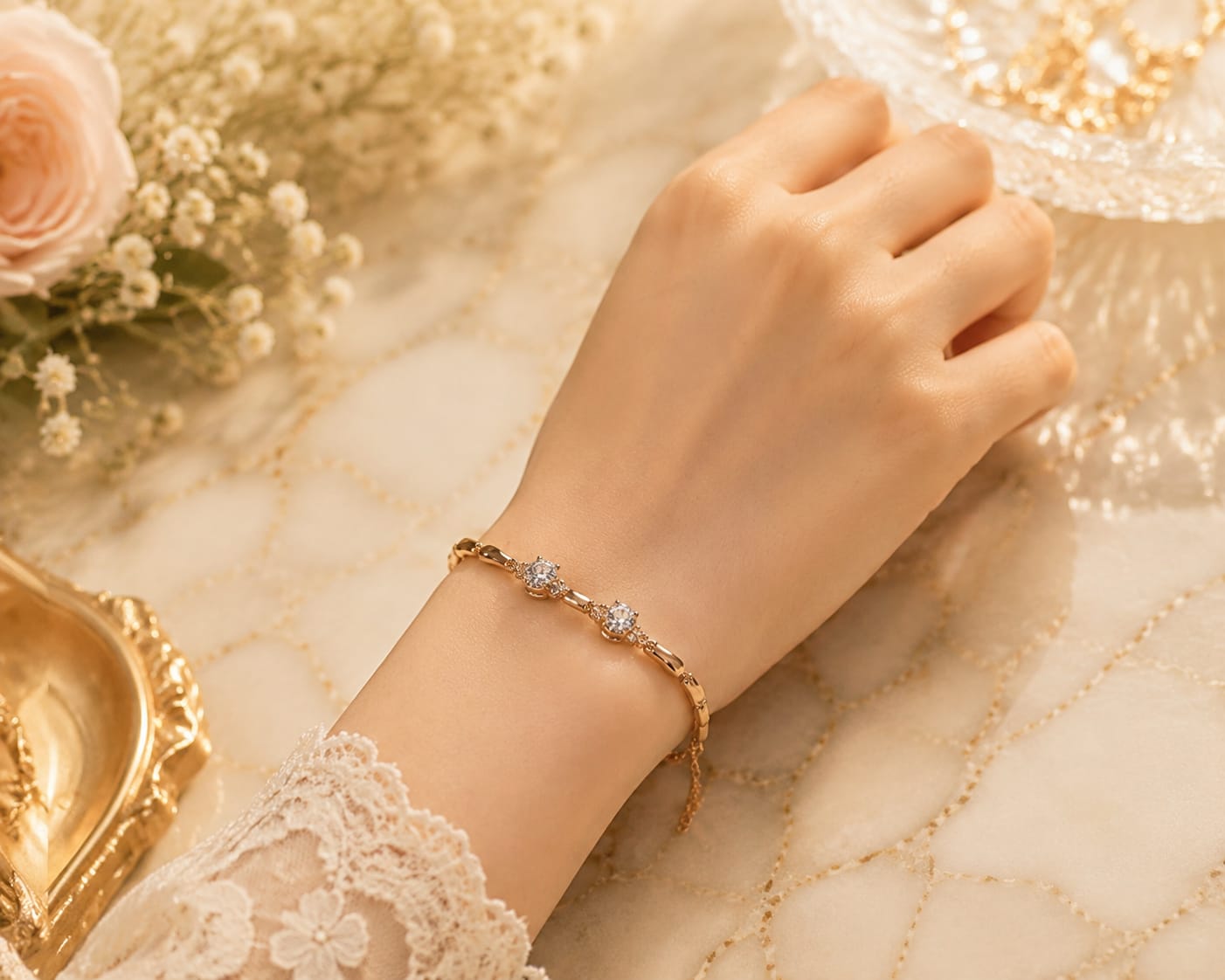 Luxury Diamond Accent Gold Bracelet | Elegant Jewelry for Women