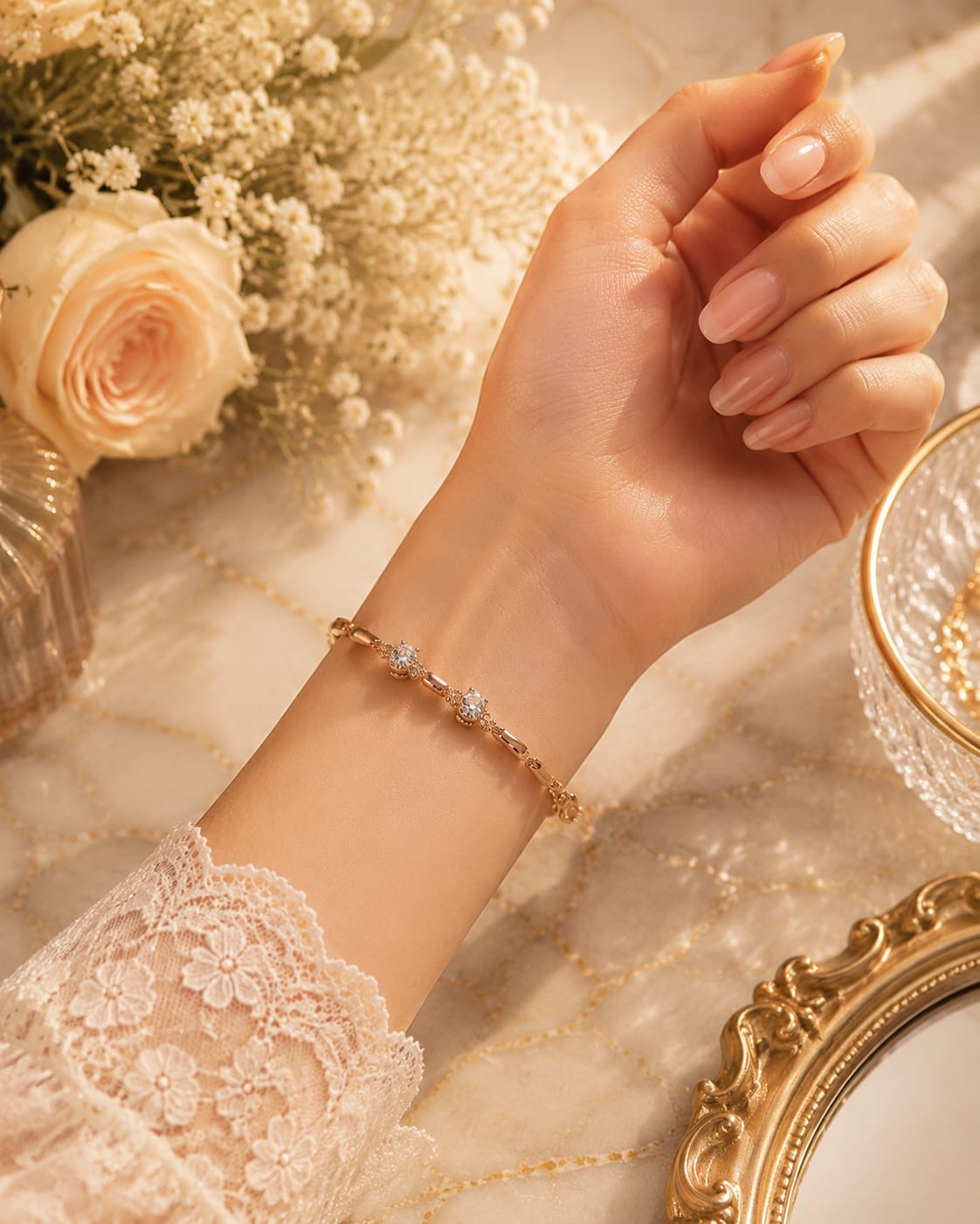 Luxury Diamond Accent Gold Bracelet | Elegant Jewelry for Women