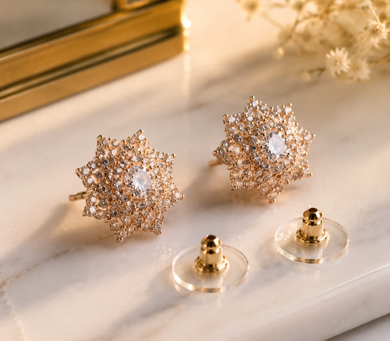 Crystal Starburst Studs | 22K Gold Plated Bridal & Party Jewelry