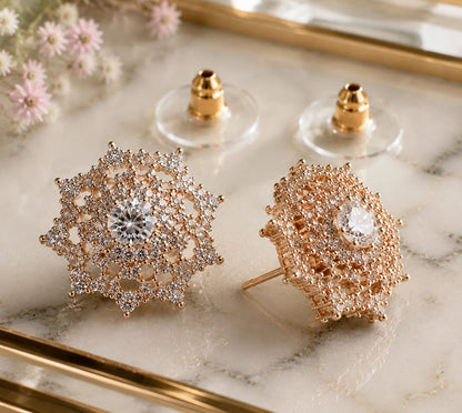 Crystal Starburst Studs | 22K Gold Plated Bridal & Party Jewelry