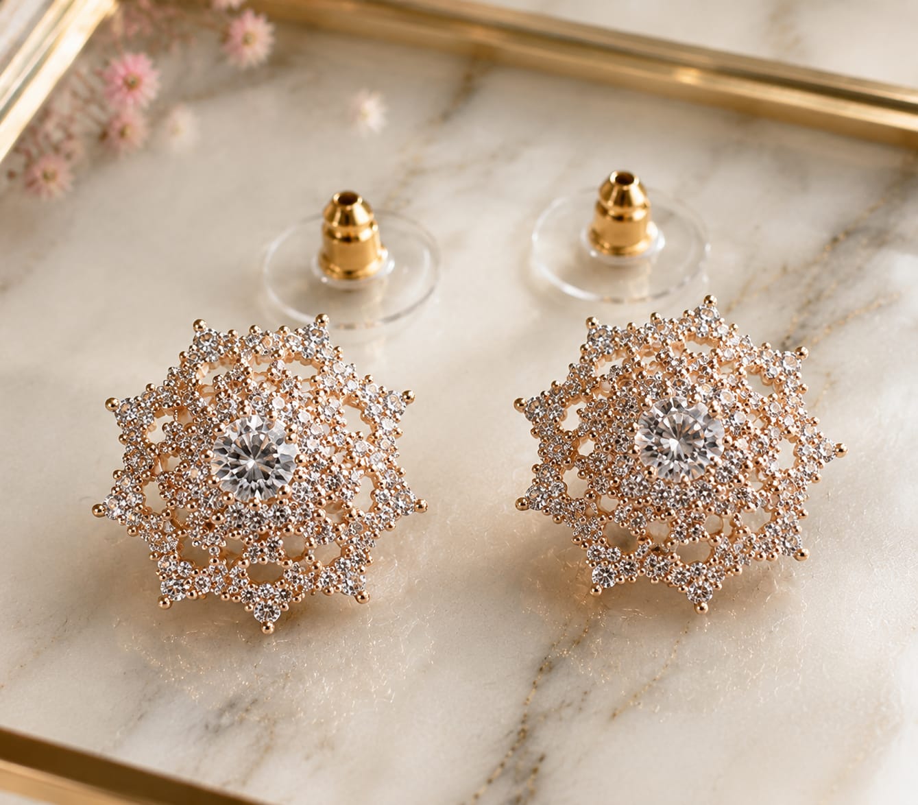 Crystal Starburst Studs | 22K Gold Plated Bridal & Party Jewelry