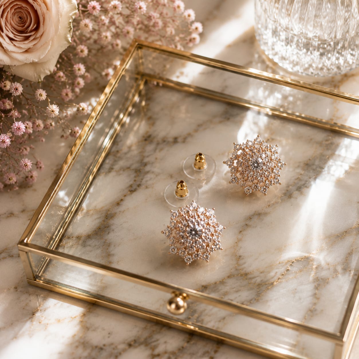 Crystal Starburst Studs | 22K Gold Plated Bridal & Party Jewelry