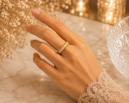 Premium Golden Crystal Adjustable Statement Ring