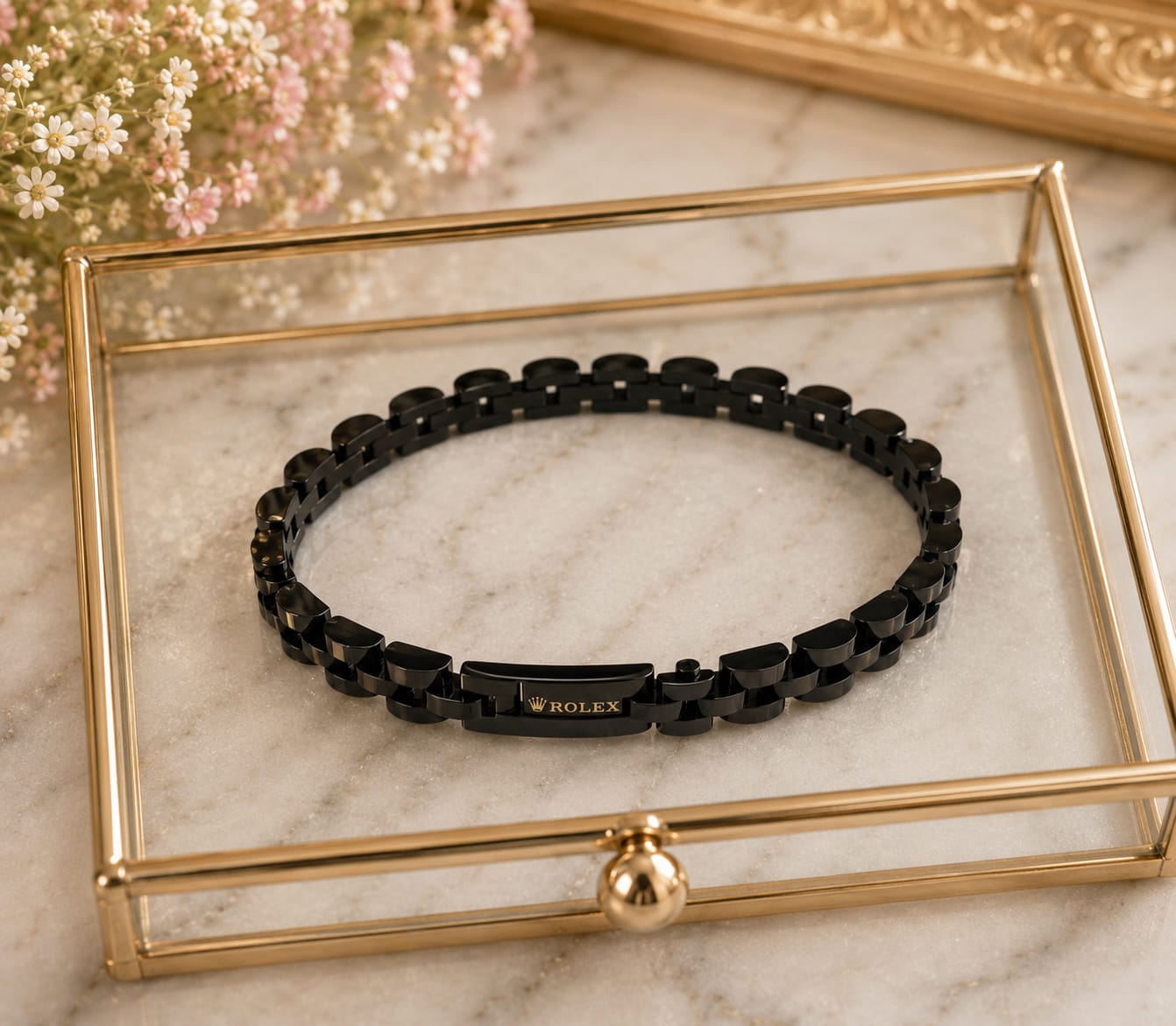Premium Black Stainless Steel Link Bracelet for Men