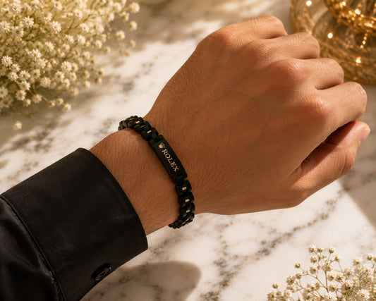 Premium Black Stainless Steel Link Bracelet for Men