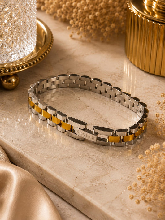 Premium Two-Tone Stainless Steel Link Bracelet for Men