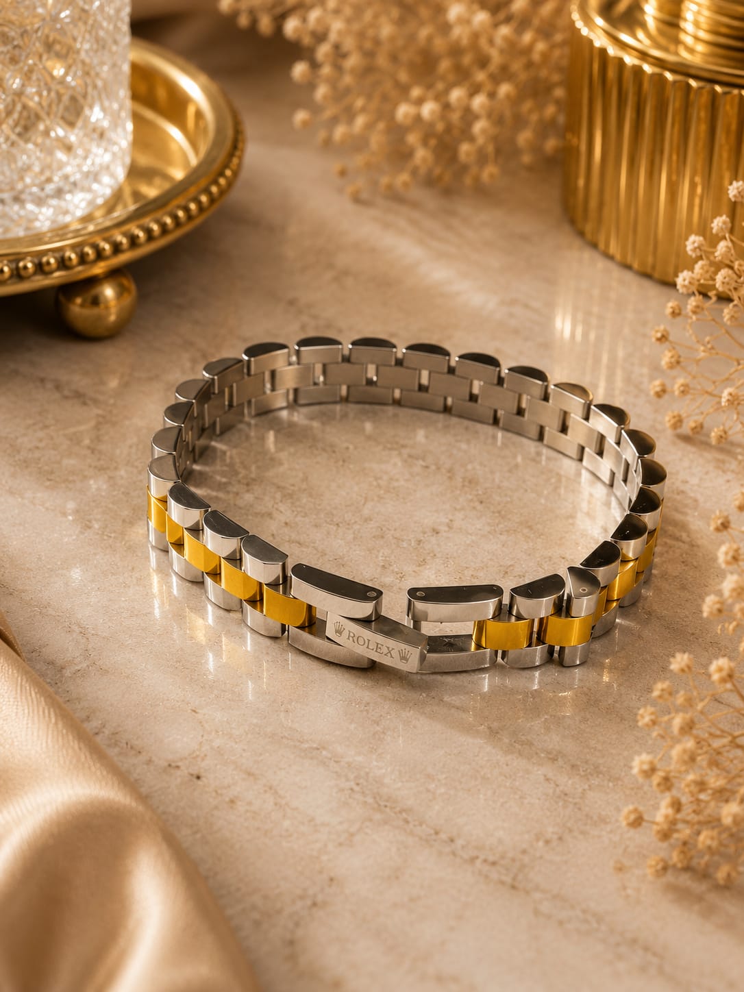 Premium Two-Tone Stainless Steel Link Bracelet for Men