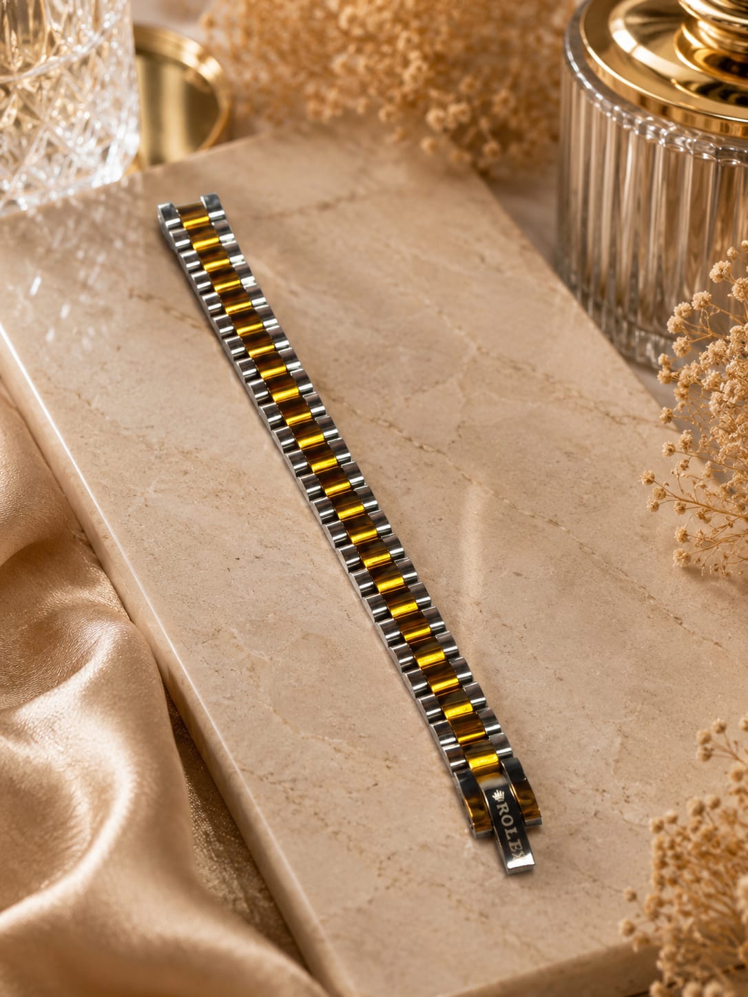 Premium Two-Tone Stainless Steel Link Bracelet for Men