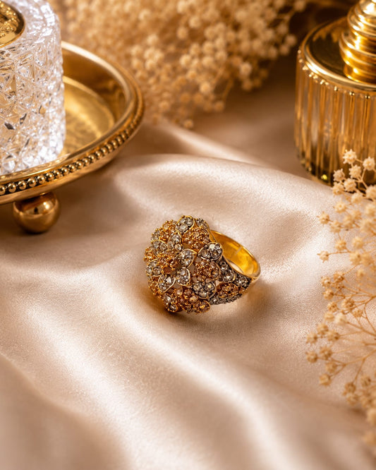 Royal Bloom Crystal Statement Ring