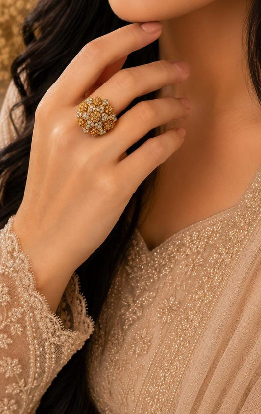 Royal Bloom Crystal Statement Ring